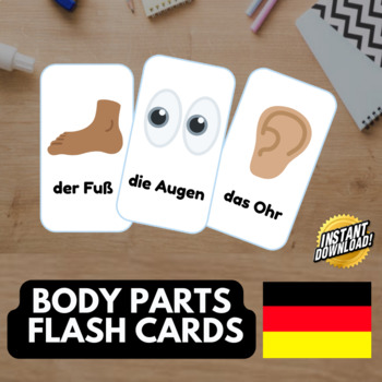 Preview of BODY PARTS GERMAN Edition (15 emoji pictures) • Montessori Cards • Flash Cards