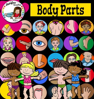 Preview of BODY PARTS clip art set - Color and B&W-62 items!
