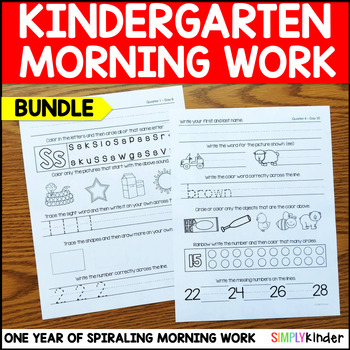 Preview of Morning Work for Kindergarten, Morning Activities, Weekly Morning Work