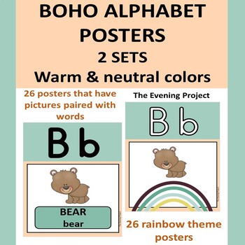 Preview of BOHO ALPHABET  POSTERS / Warm & neutral colors/ 2 sets of posters