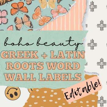 Preview of BOHO BEAUTY ||  Greek + Latin Roots Word Wall Labels
