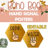 BOHO BEE  Classroom Hand Signals Management Posters