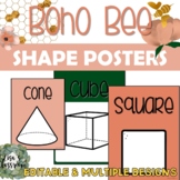 BOHO Bee Classroom Decor - 2D & 3D Shapes Posters