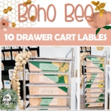BOHO Bee Classroom Decor labels 10 drawer rolling cart EDITABLE