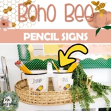 BOHO Bee  Pencil Signs classroom decor - EDITABLE