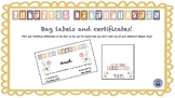 BOHO Birthday certificates and labels