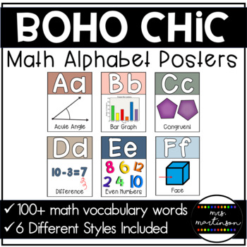 Preview of Math Alphabet Posters | Boho Chic