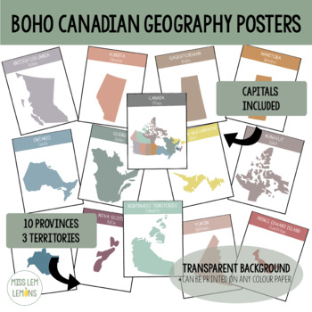 Preview of BOHO Canadian Geography Posters - Provinces & Territories