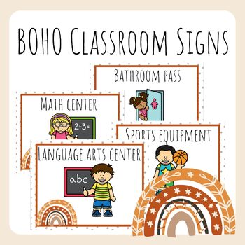 Preview of BOHO Center Signs- Classroom Decor!