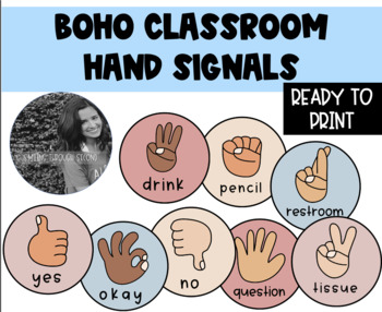 Preview of BOHO Classroom Hand Signals - FREEBIE