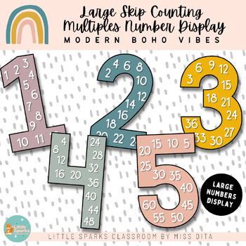 Preview of BOHO Colors Large Skip Counting  | Multiples Number Display | Classroom Decor
