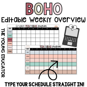 Preview of BOHO EDITABLE TERM X 10 WEEKLY OVERVIEW