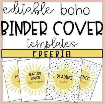 Preview of BOHO Editable Binder Cover Template FREEBIE