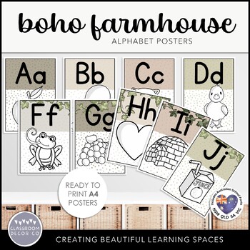 Alphabet Letters for Wall: Farmhouse & Lemon Classroom Decor