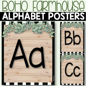 Preview of BOHO FARMHOUSE Botanical Theme Classroom Decor Alphabet Posters