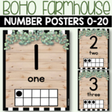 BOHO FARMHOUSE Classroom Theme Decor Number Posters 0 - 20