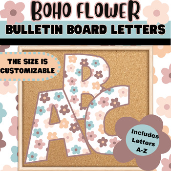 Preview of BOHO Flower Bulletin Board Letters (Customize The Size)