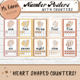 BOHO Hearts Number Posters Signs with Counters 1 - 20