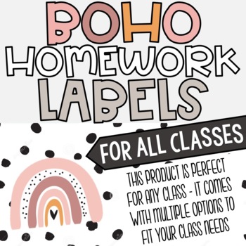 Preview of BOHO Homework Labels with Class Signs