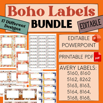 Preview of BOHO LABELS BUNDLE School Classroom Tags Avery 5160, 5162, 5163, 5164, 5168