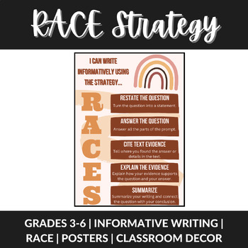 Preview of BOHO RACES Writing Strategy Poster Grades 3rd-6th