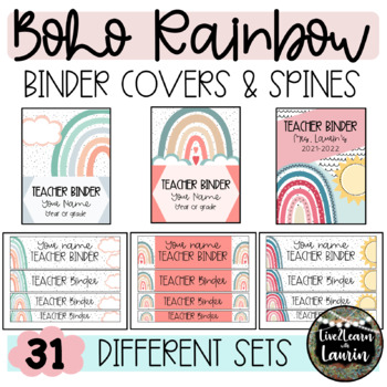Preview of BOHO RAINBOW Binder Covers and Spines