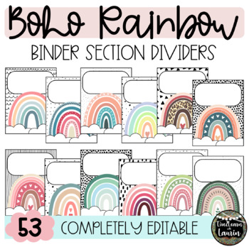 Preview of BOHO RAINBOW Binder Section Dividers