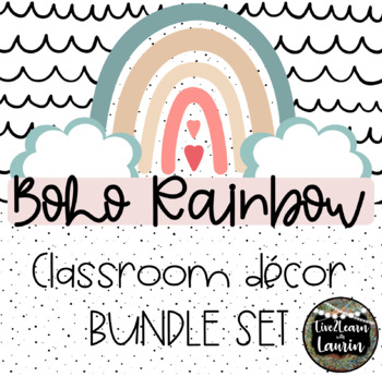 Preview of BOHO RAINBOW Classroom Decor Bundle