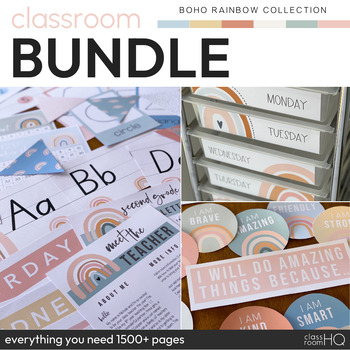 Download Modern Boho Rainbow Classroom Decor Bundle By You Clever Monkey