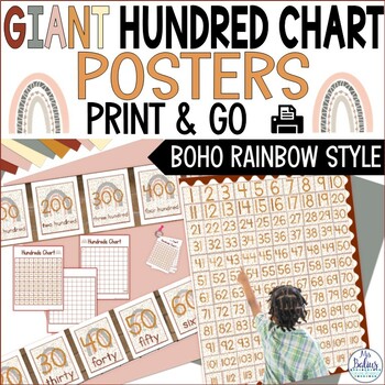 Preview of BOHO RAINBOW GIANT Hundred Chart