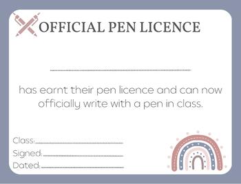 Preview of BOHO RAINBOW: Pen Licence - Blue & Pink