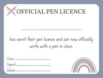 Preview of BOHO RAINBOW: Pen Licence in NSW & ACT Foundation Font - Blue & Pink