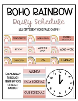 Preview of BOHO RAINBOW Schedule Cards