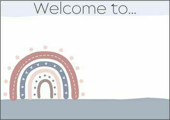 Preview of BOHO RAINBOW: Welcome To Our Class Door Sign - Blue & Pink