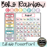 BOHO Rainbow  Calendar Set (with EDITABLE VERSION)