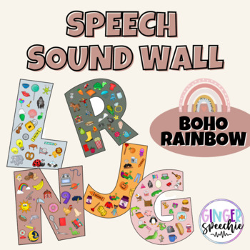 Preview of BOHO Rainbow Color Theme Speech Sound Wall | Modern Theme | Digital Download