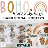 Boho Rainbow Editable Hand Signal Posters
