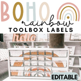 Boho Rainbow Teacher Toolbox Labels | Editable