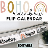 Boho Rainbow Flip Calendar | Editable | Date Flip Cards 