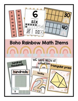 Preview of BOHO Rainbow Math BUNDLE