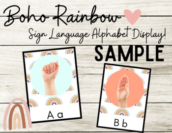 Preview of BOHO Rainbow Sign Language Alphabet Posters
