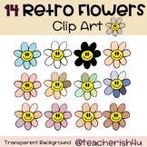 BOHO, Retro, Groovy | 14 Flower Clip Illustrations Pack