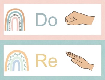 Preview of BOHO Solfege Hand Signs Labels for Music Classroom Decor