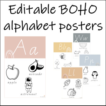 Preview of BOHO alphabet letter posters Editable