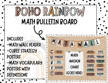 Preview of BOHO rainbow math bulletin board