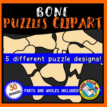 Preview of HALLOWEEN CLIPART PUZZLE TEMPLATES BONES FOR OCTOBER LITERACY & MATH ACTIVITIES