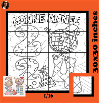 Preview of BONNE ANNEE 2024 Collaborative Poster Bulletin Board door decoration