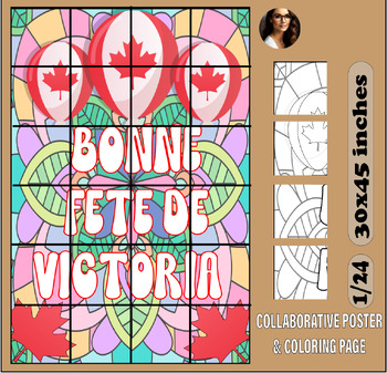 Preview of BONNE FETE DE VICTORIA FRENCH COLLABORATIVE COLORIAGE POSTER