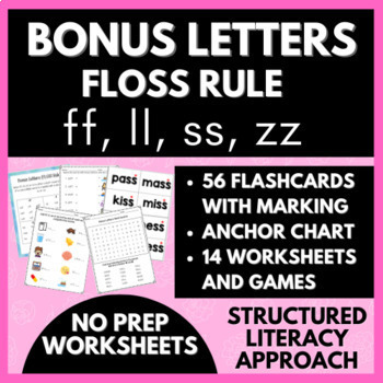 Preview of BONUS LETTERS (FLOSS RULE) Flashcards and Worksheets | Word Study | NO PREP