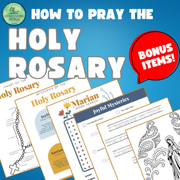 Preview of BONUS Mysteries of the Holy Rosary How To Pray Booklet with Activity Sheets